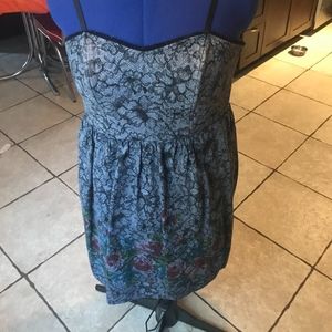 Grey/Black Dress with Lace/Floral Pattern - Size 7
